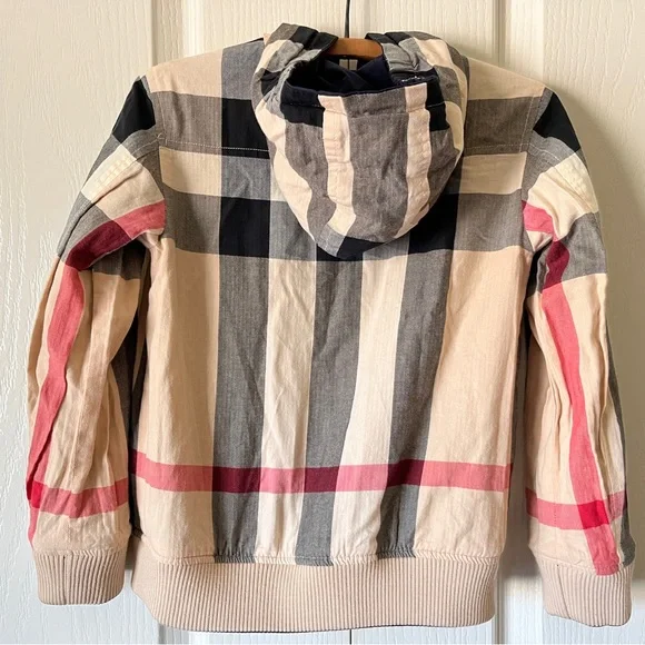 Burberry reversible hooded boys jacket in navy blue - Picture 4 of 8